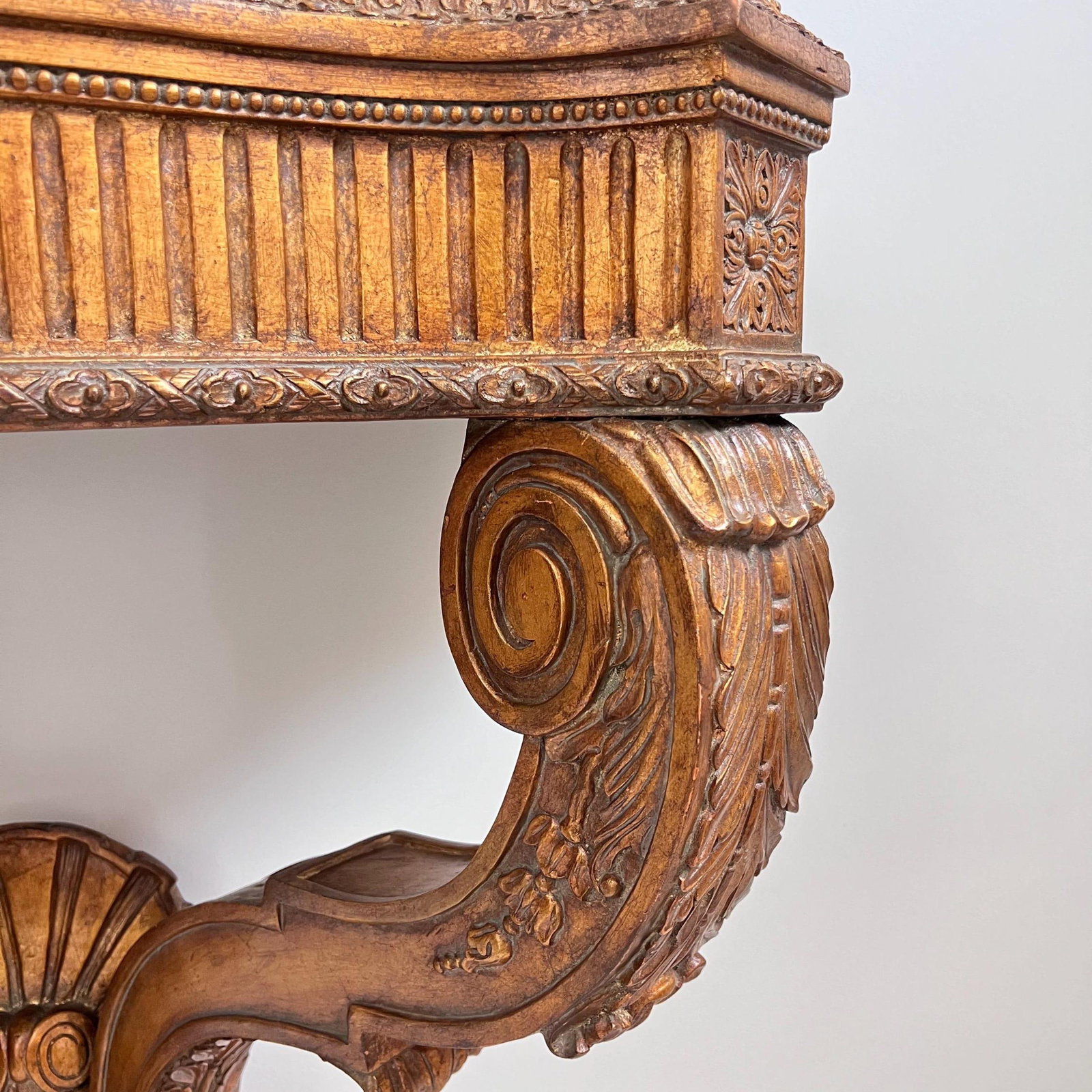 Vintage Maitland Smith Stone-Top Table // Tesselated Black Granite and Limestone // Carved Demilune - 10