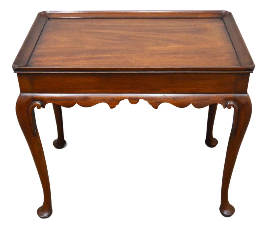 Henkel Harris Mahogany Side Tea Table: Side Table by Henkel Harris. Store item #537. It features two pull-out trays and solid wood construction. Condition: Alterations: Original Condition Unaltered Imperfections: Some Imperfections Conditi