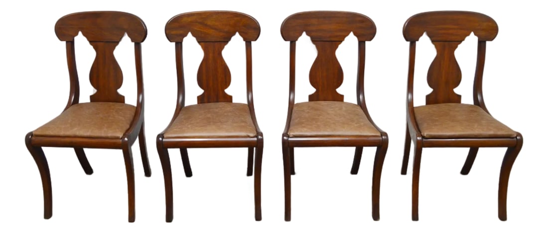 Henkel Harris Side Dining Chairs Set of 4: Dining Chairs by Henkel Harris. Store item #538. They feature solid wood and clismas shape. Condition: Alterations: Original Condition Unaltered Imperfections: Some Imperfections Condition Notes: The 