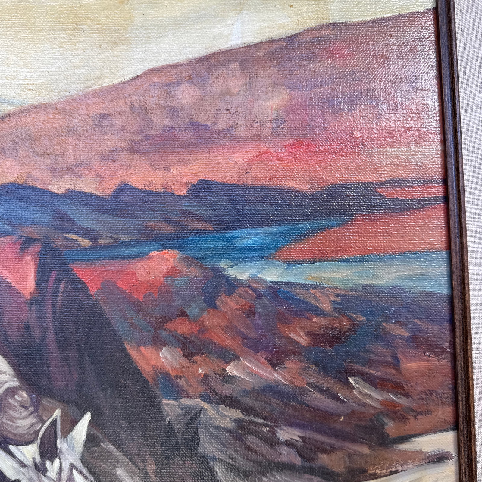 Vintage Signed "Bell" American West Large Painting on Canvas- Watering the Horses - 9