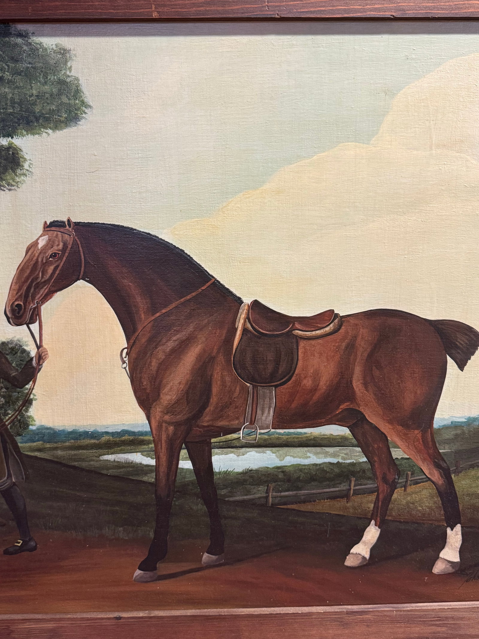Vintage Horse & Rider With Dog Painting on Canvas- American Artist John Matassa - 3