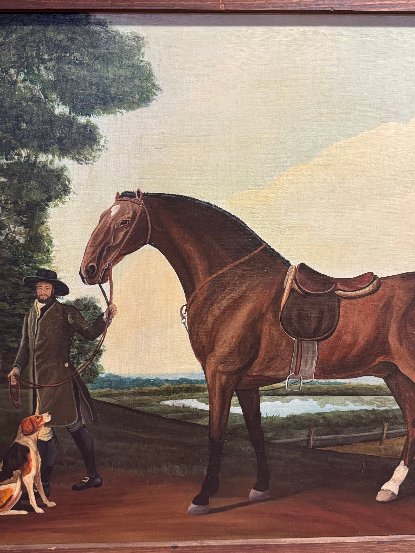 Vintage Horse & Rider With Dog Painting on Canvas- American Artist John Matassa - 5