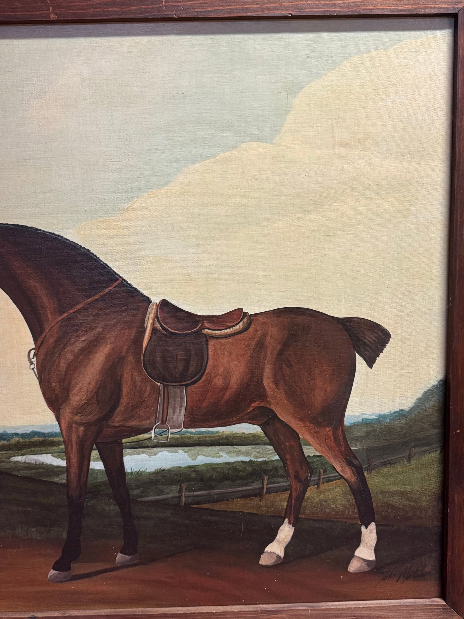 Vintage Horse & Rider With Dog Painting on Canvas- American Artist John Matassa - 7