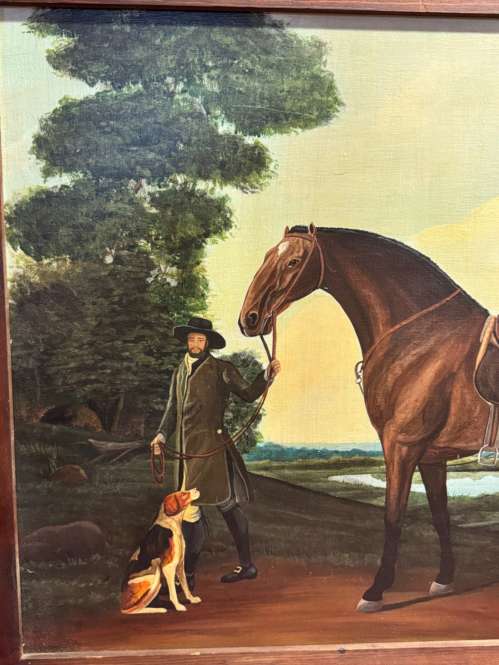 Vintage Horse & Rider With Dog Painting on Canvas- American Artist John Matassa - 9