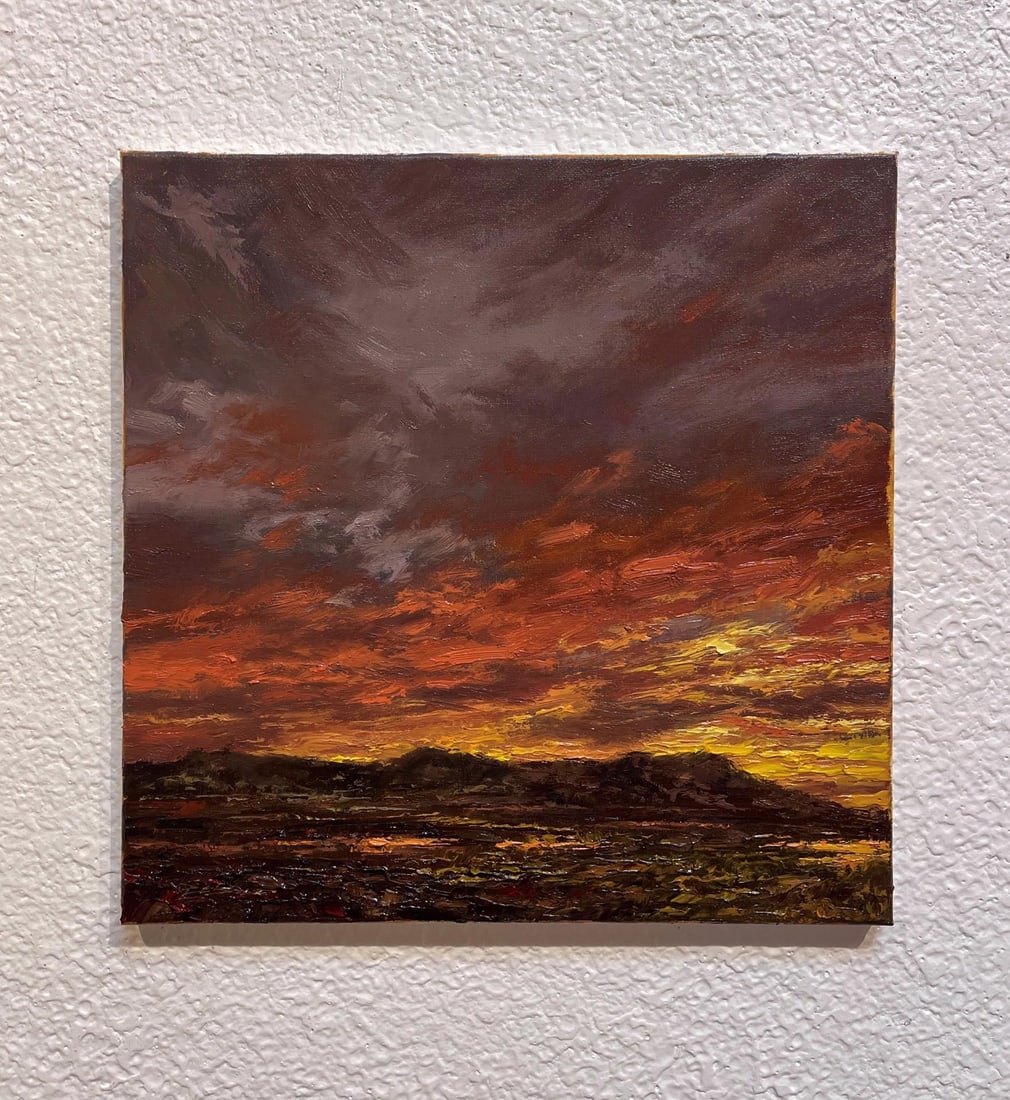 The Western Sky by Sparky LeBold | Oil on Canvas Landscape of a sunset with dramatic clouds. - 2