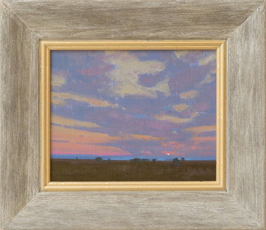 On the Horizon by Michael Magrin | Oil on linen Landscape with sunset and clouds. - 3