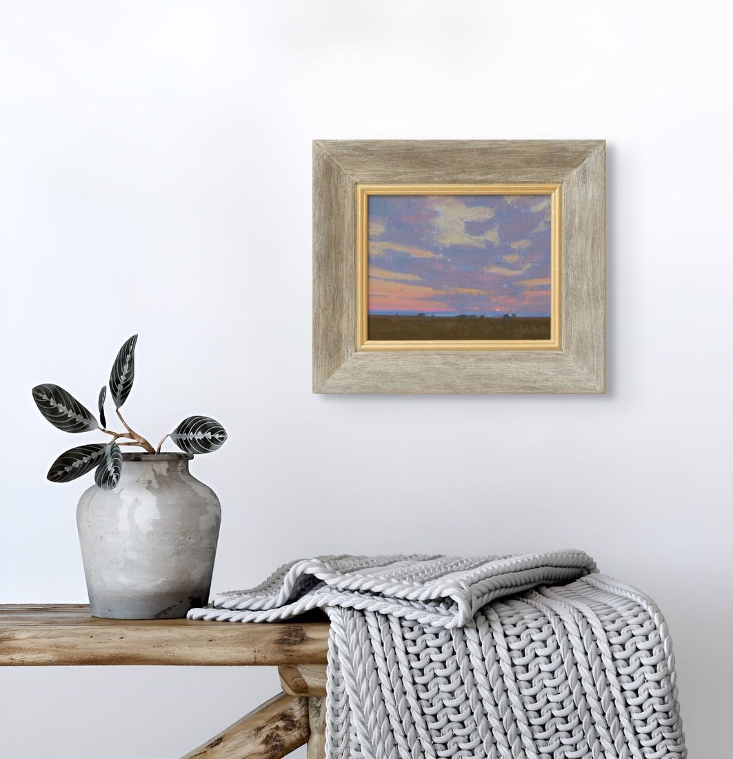 On the Horizon by Michael Magrin | Oil on linen Landscape with sunset and clouds. - 4