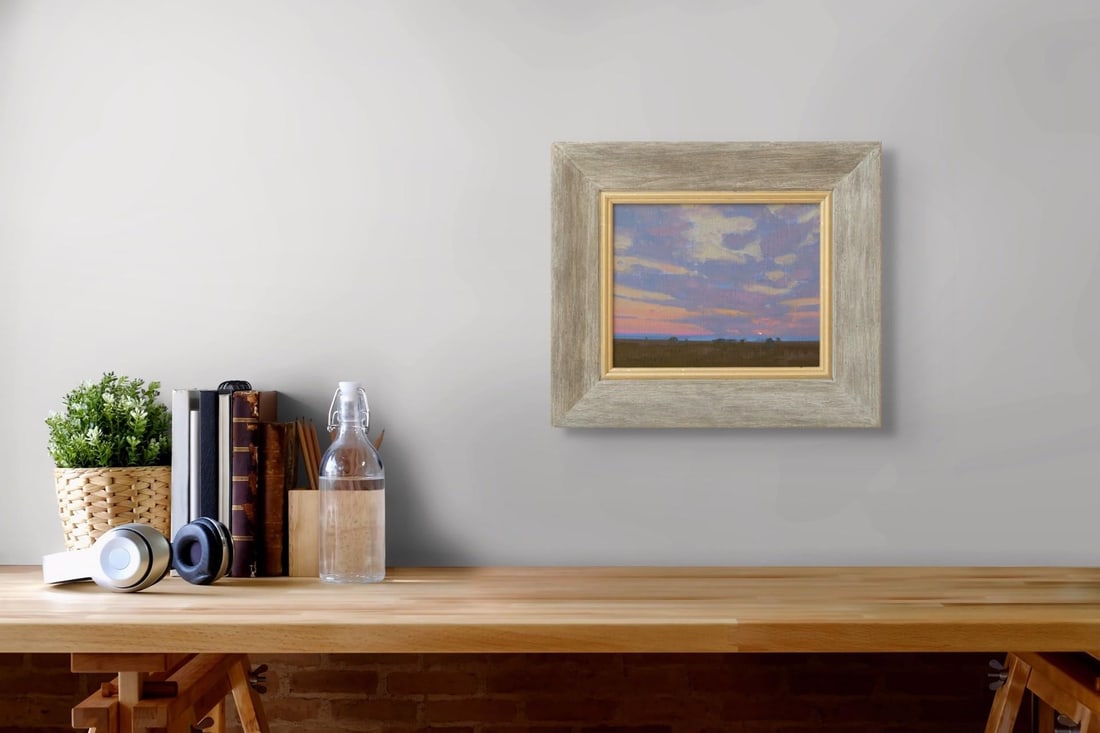 On the Horizon by Michael Magrin | Oil on linen Landscape with sunset and clouds. - 5
