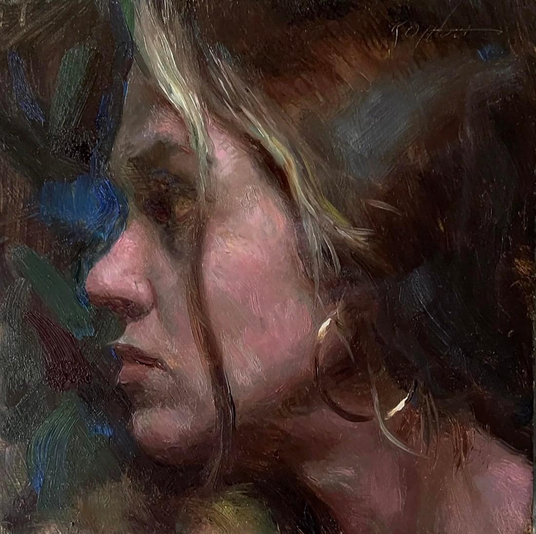 Self by Karen Offutt | Oil on Panel Portrait of a Woman's Profile - 2
