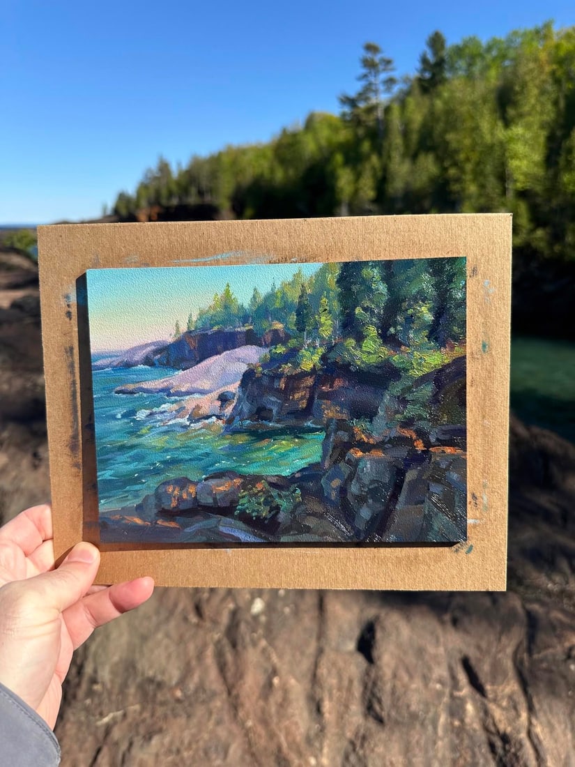 Presque Isle (Day 108), May 30, 2024 by Primary Hughes | Oil Painting of a coastal landscape - 2