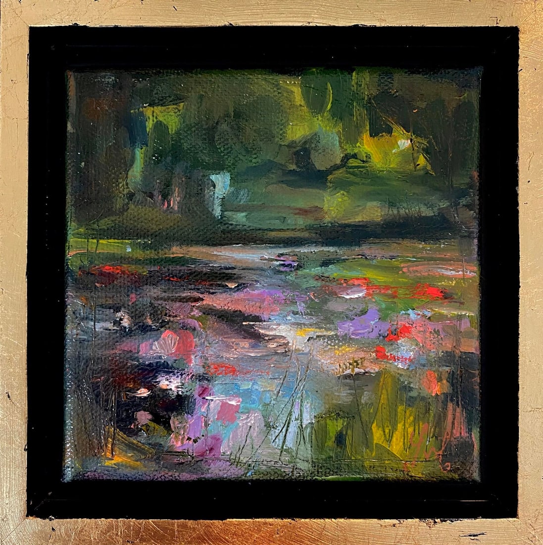 Le Jardin de Monet, I by Leigh Ann Van Fossan | Oil on canvas Impression of a garden pond with flowe - 2
