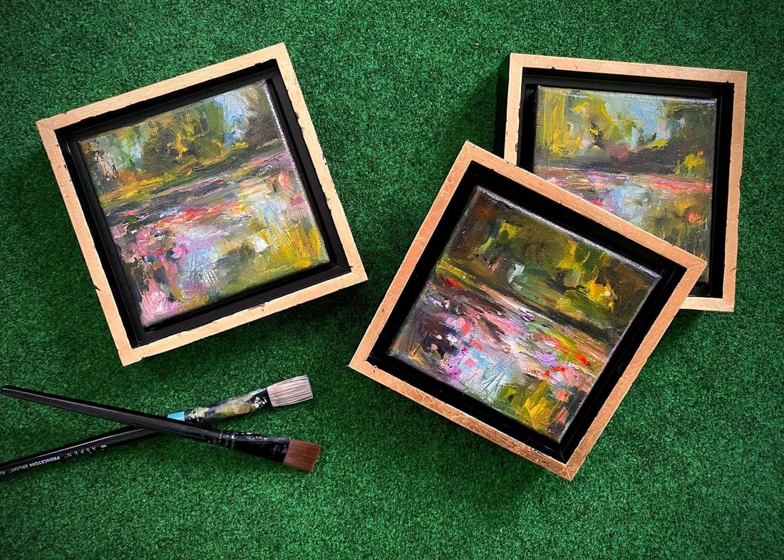Le Jardin de Monet, I by Leigh Ann Van Fossan | Oil on canvas Impression of a garden pond with flowe - 3