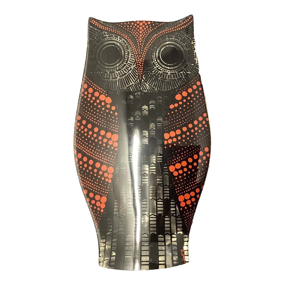 1960s Abraham Palatnik Red & Black Lucite Acrylic Owl Sculpture Op Art: Abraham Palatnik Lucite Mid-Century Modern Acrylic Optical Art Sculpture Of A Red & Black Owl. Item Is In Very Good Condition With Original "Made In Brazil" Label Attached To Base. Size: L: 2 1/4" x D