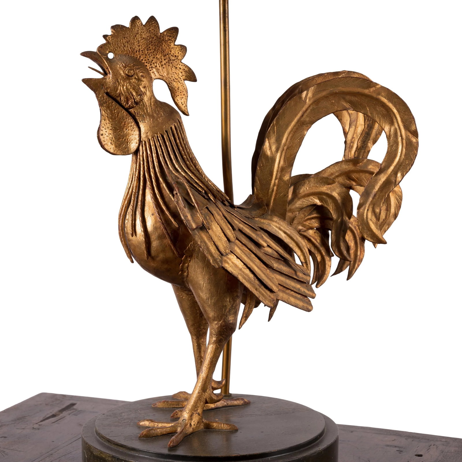 Italian Metal Art Rooster Lamp, C.1960s - 2