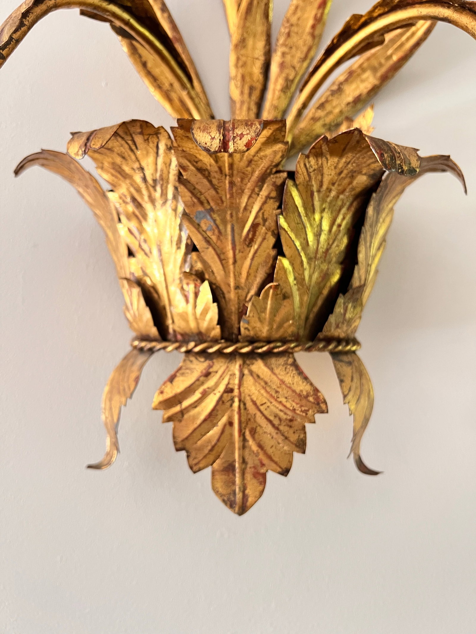 1960s Pair of Italian Gilt Tole Candle Sconces - 3