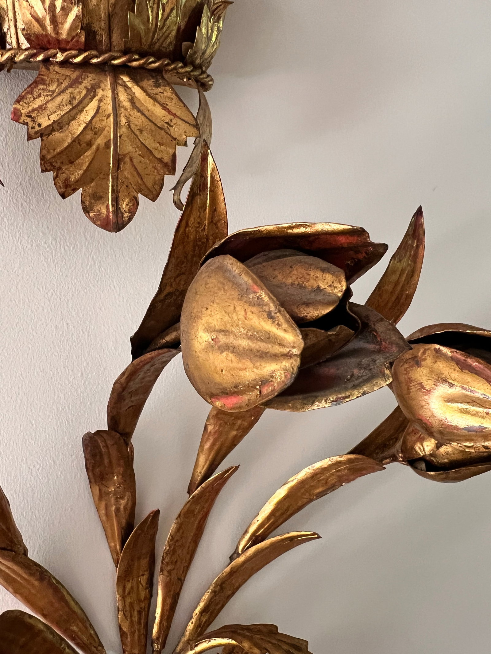 1960s Pair of Italian Gilt Tole Candle Sconces - 6