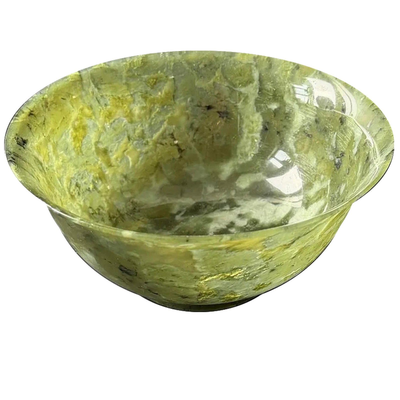 Antique Chinese Carved Spinach Jade Bowl - 3