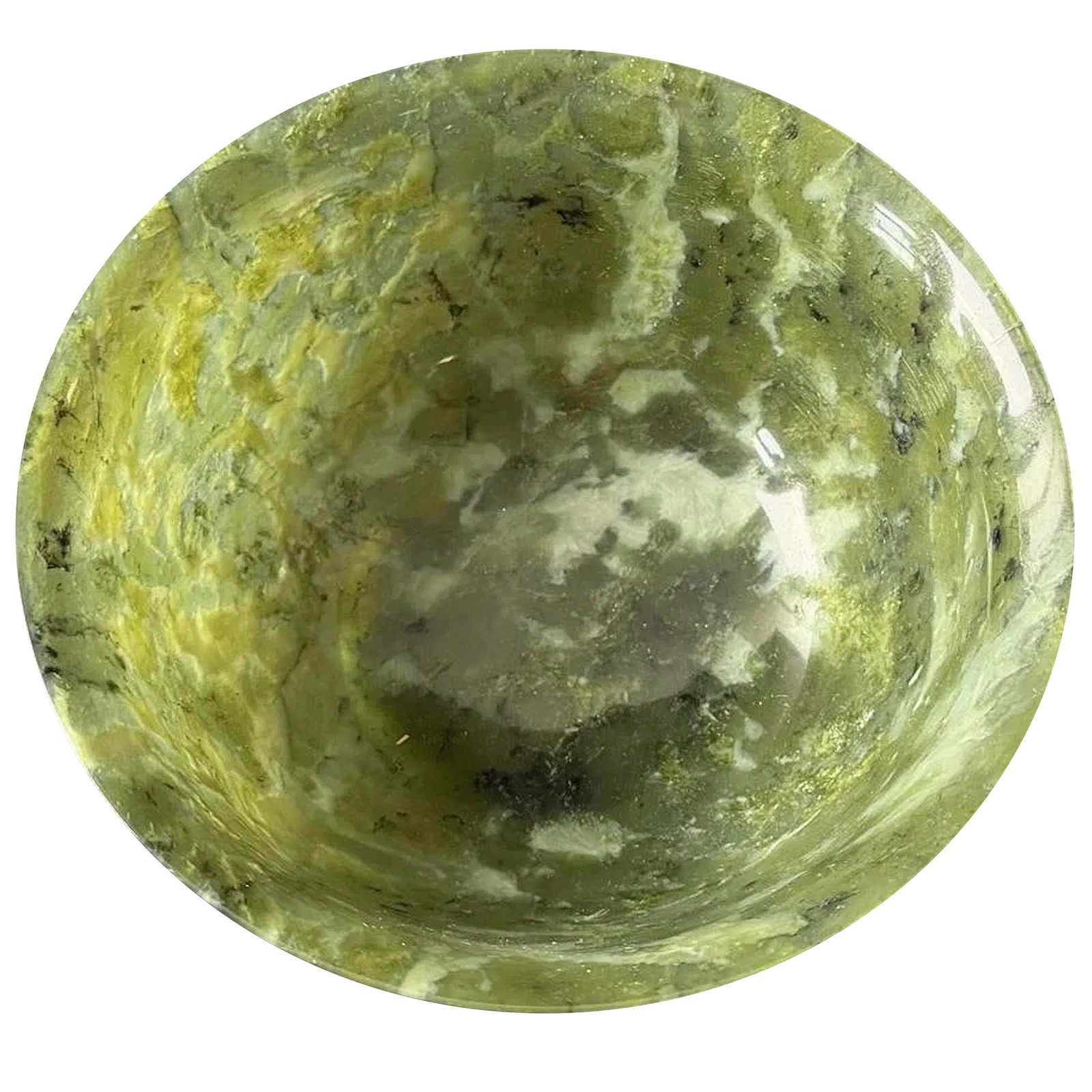 Antique Chinese Carved Spinach Jade Bowl - 5