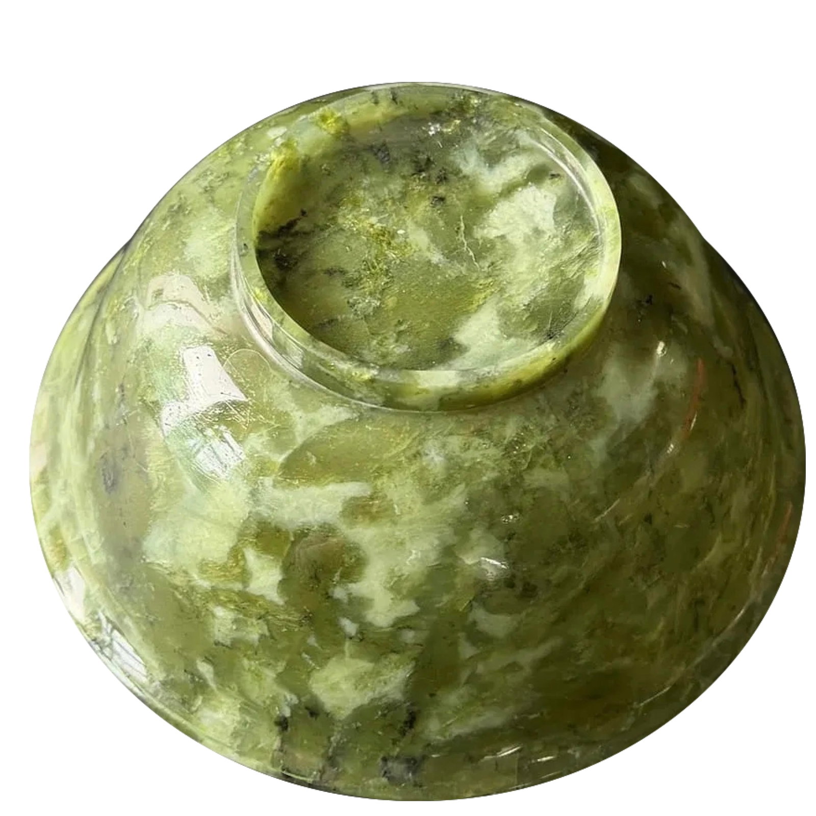 Antique Chinese Carved Spinach Jade Bowl - 9