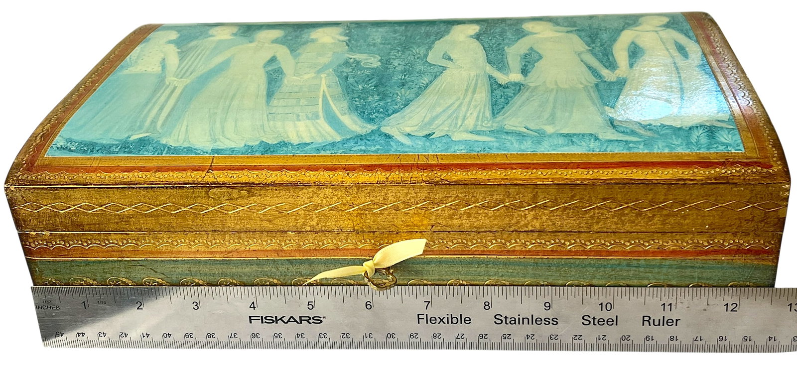 Large Vintage Italian Giltwood Decorative Box With Lock & Key for Gump's San Francisco - 12