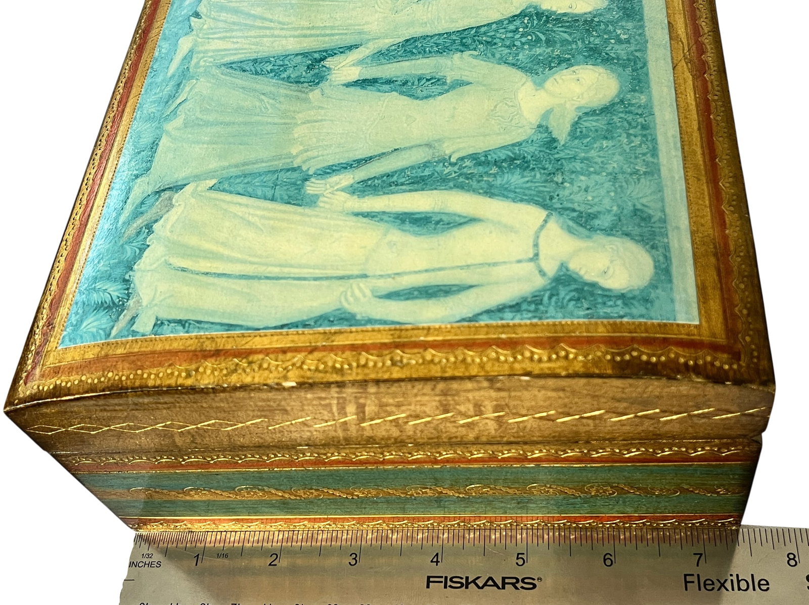 Large Vintage Italian Giltwood Decorative Box With Lock & Key for Gump's San Francisco - 13