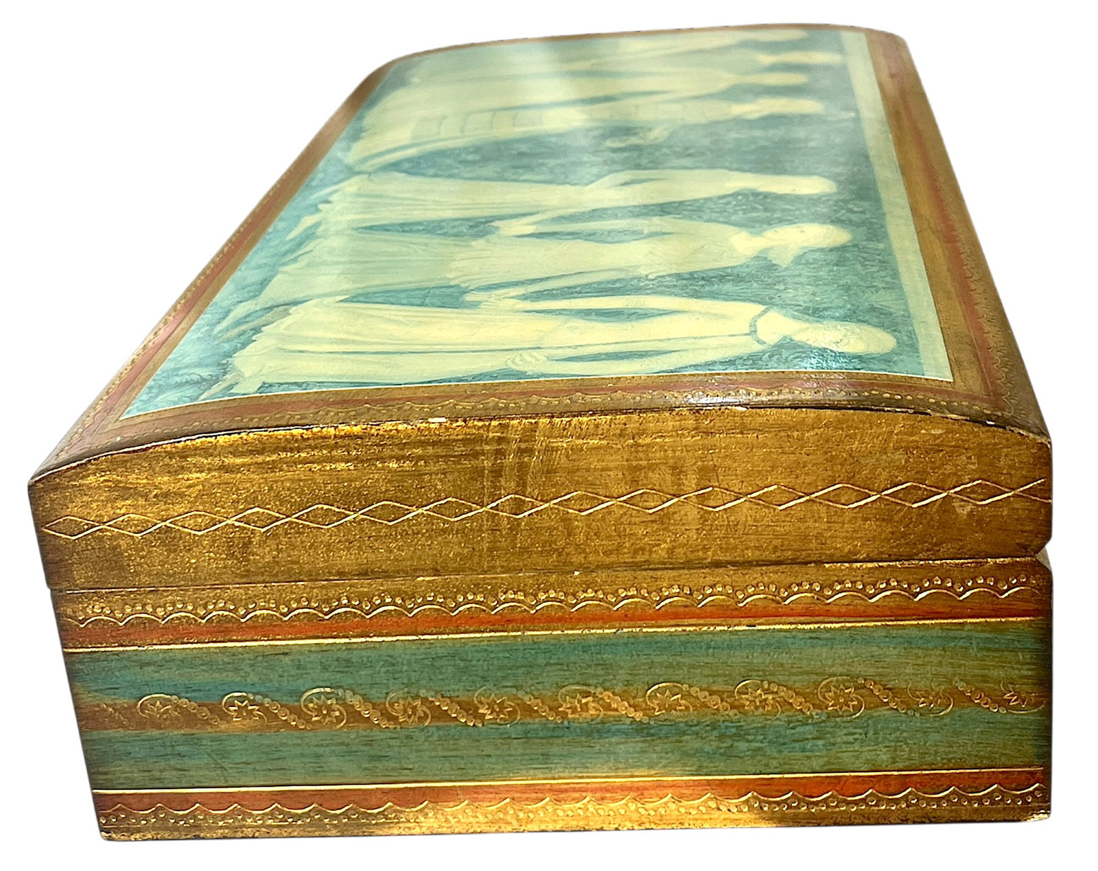 Large Vintage Italian Giltwood Decorative Box With Lock & Key for Gump's San Francisco - 4