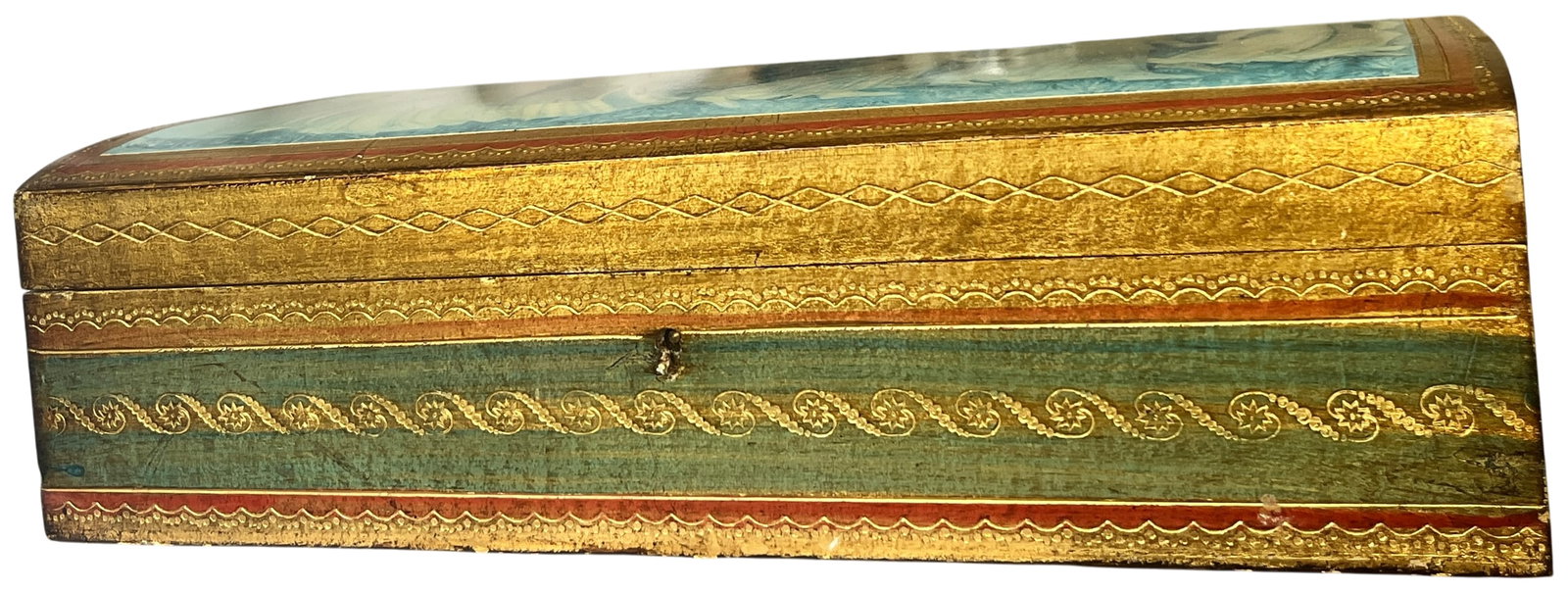 Large Vintage Italian Giltwood Decorative Box With Lock & Key for Gump's San Francisco - 5