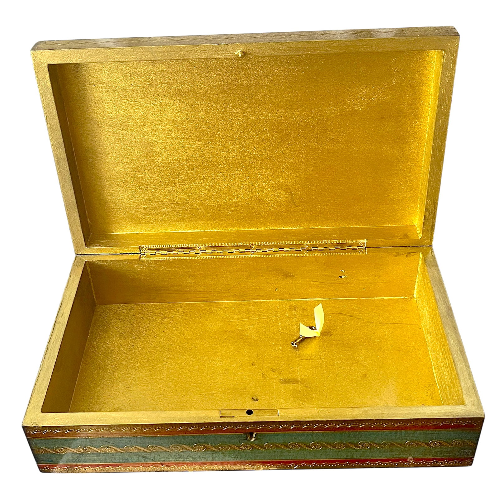 Large Vintage Italian Giltwood Decorative Box With Lock & Key for Gump's San Francisco - 6