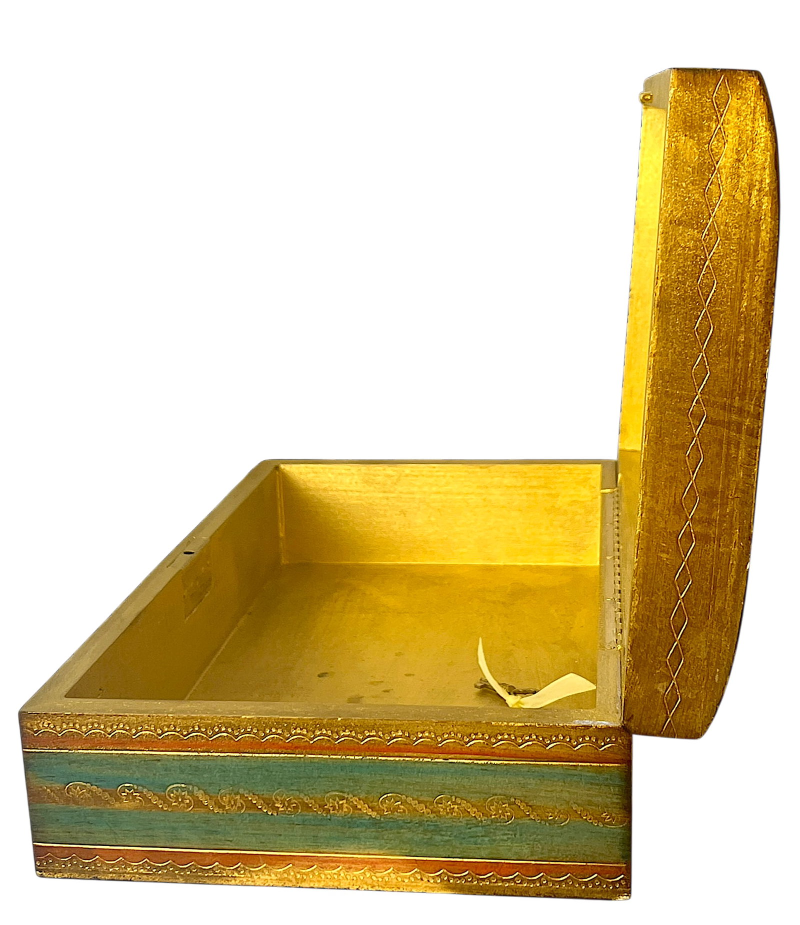 Large Vintage Italian Giltwood Decorative Box With Lock & Key for Gump's San Francisco - 7