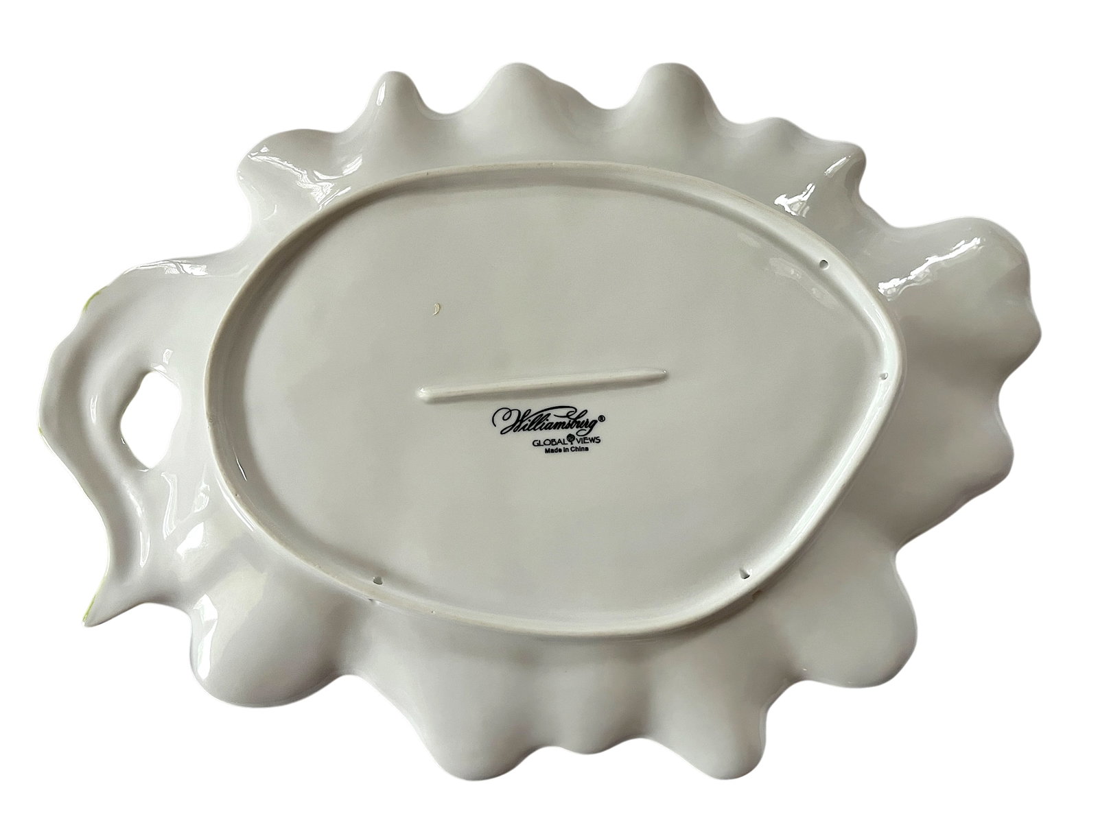 Vintage Williamsburg Global Views Majolica Radicchio-Inspired Cabbage Leaf Platter in Chartreuse & V - 7