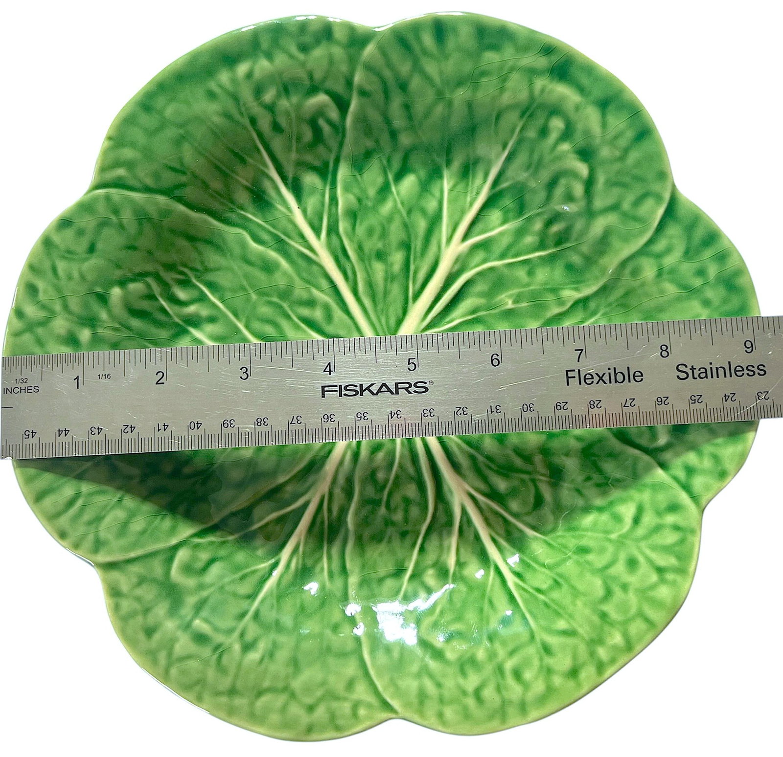 Set of 2 New Green Bordallo Pinheiro Discontinued 9" Cabbage Luncheon Plates After Dodie Thayer - 3