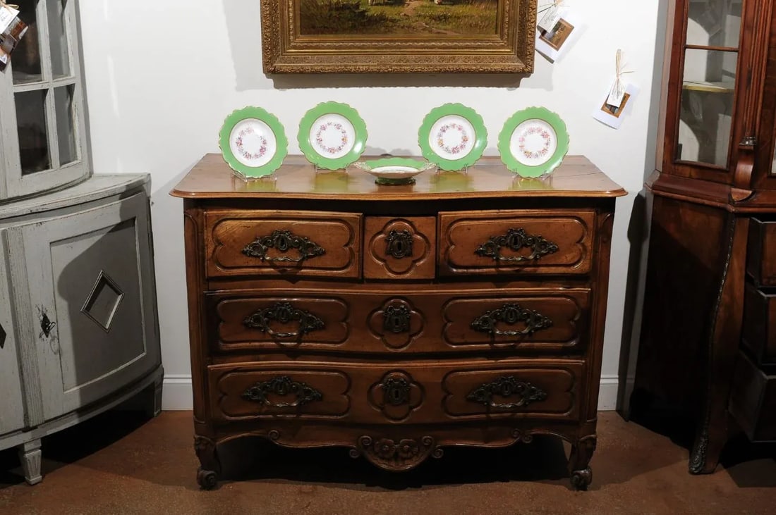 Antique Ridgway Porcelain Compote with Green Rim & Floral Decor - 4