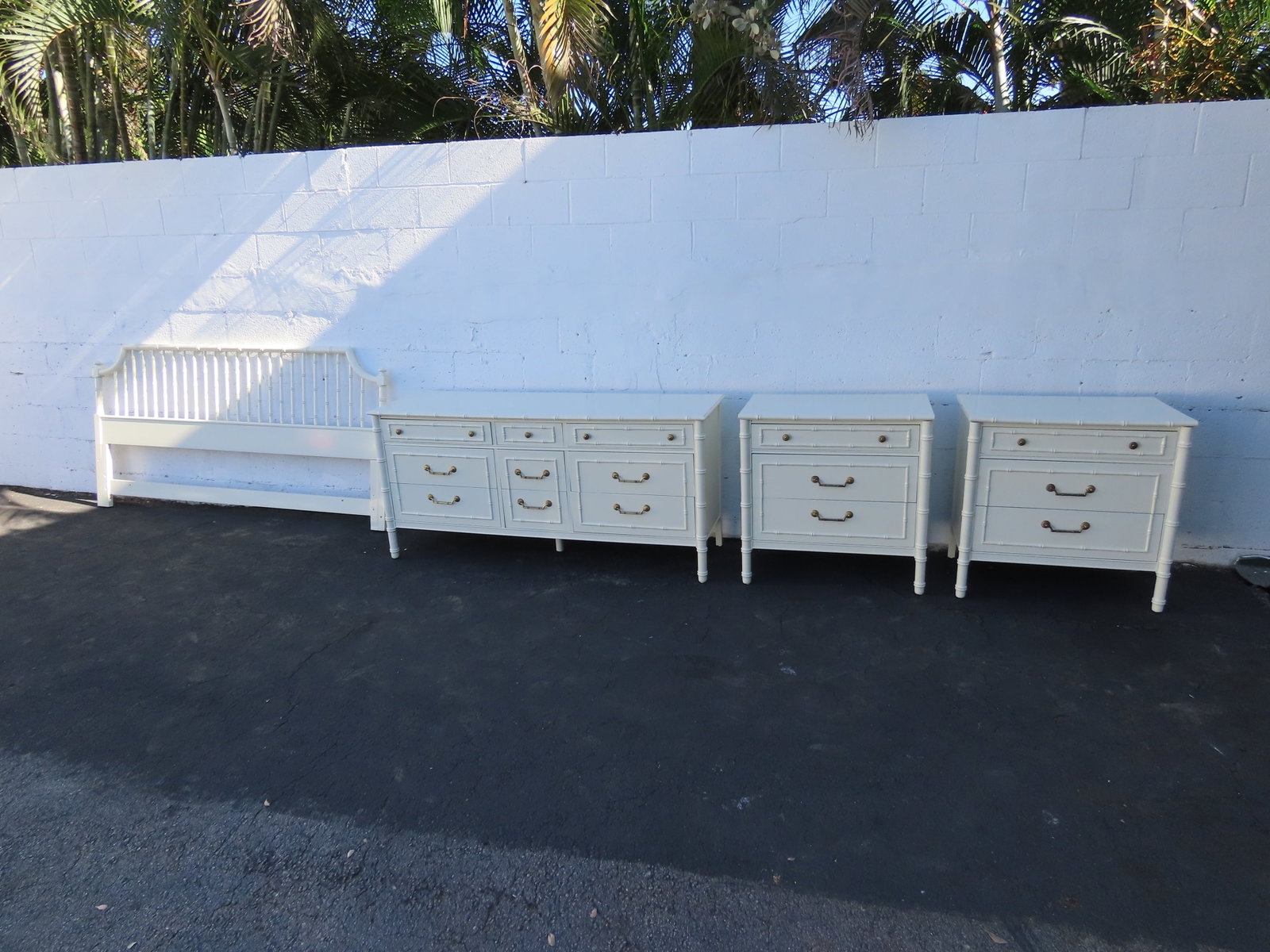 Thomasville Hollywood Regency Faux Bamboo Painted King Size Headboard 6643 - 16