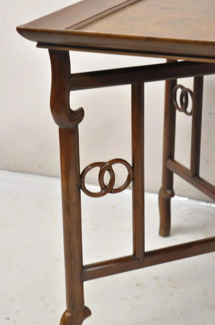 Mid 20th Century Michael Taylor for Baker Far East Asian Burl Wood Square Occasional Side Table - 11