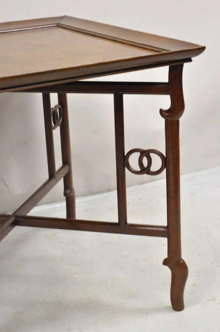 Mid 20th Century Michael Taylor for Baker Far East Asian Burl Wood Square Occasional Side Table - 3