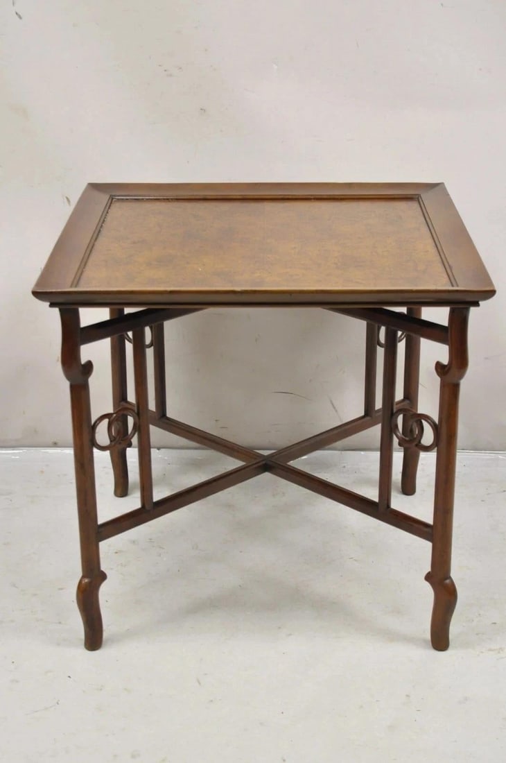 Mid 20th Century Michael Taylor for Baker Far East Asian Burl Wood Square Occasional Side Table - 9