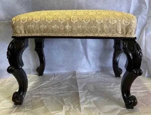French Rosewood Upholstered Ebonized Stool- Circa 1850 - 6
