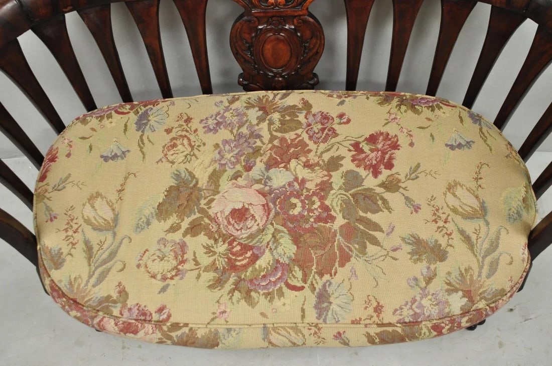 Antique Victorian Carved Mahogany Paw Foot Barrel Back Settee Loveseat Sofa - 6