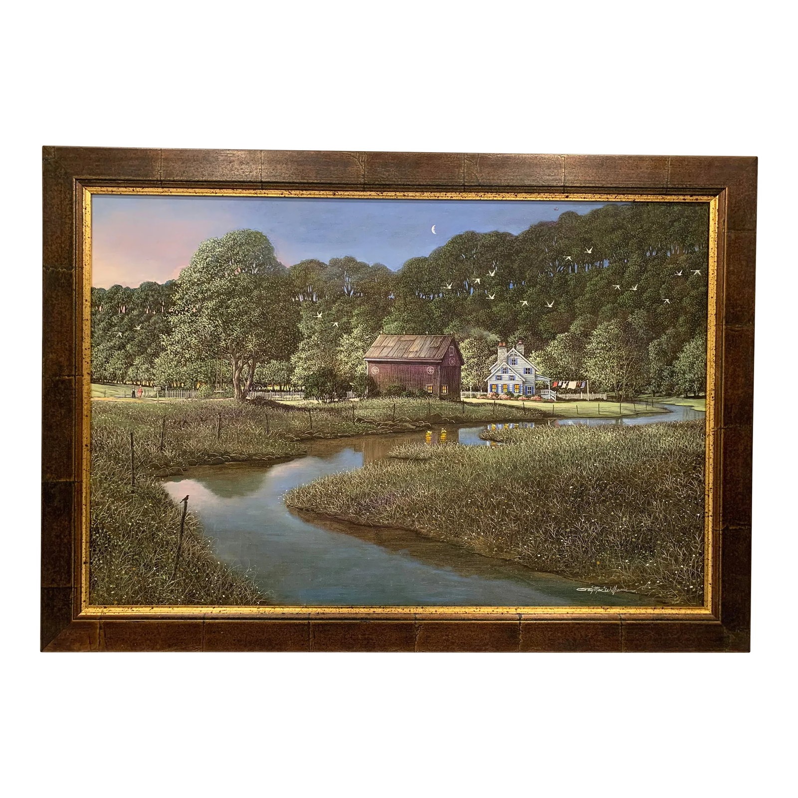 Landscape by Renowned Philadelphia Artist Paul MacWilliams: Painted by accomplished artist Paul MacWilliams, now Philadelphia based, Mr. MacWilliams honed his skills as head of a combat art team in Vietnam. His work is in many collections such as the Library o