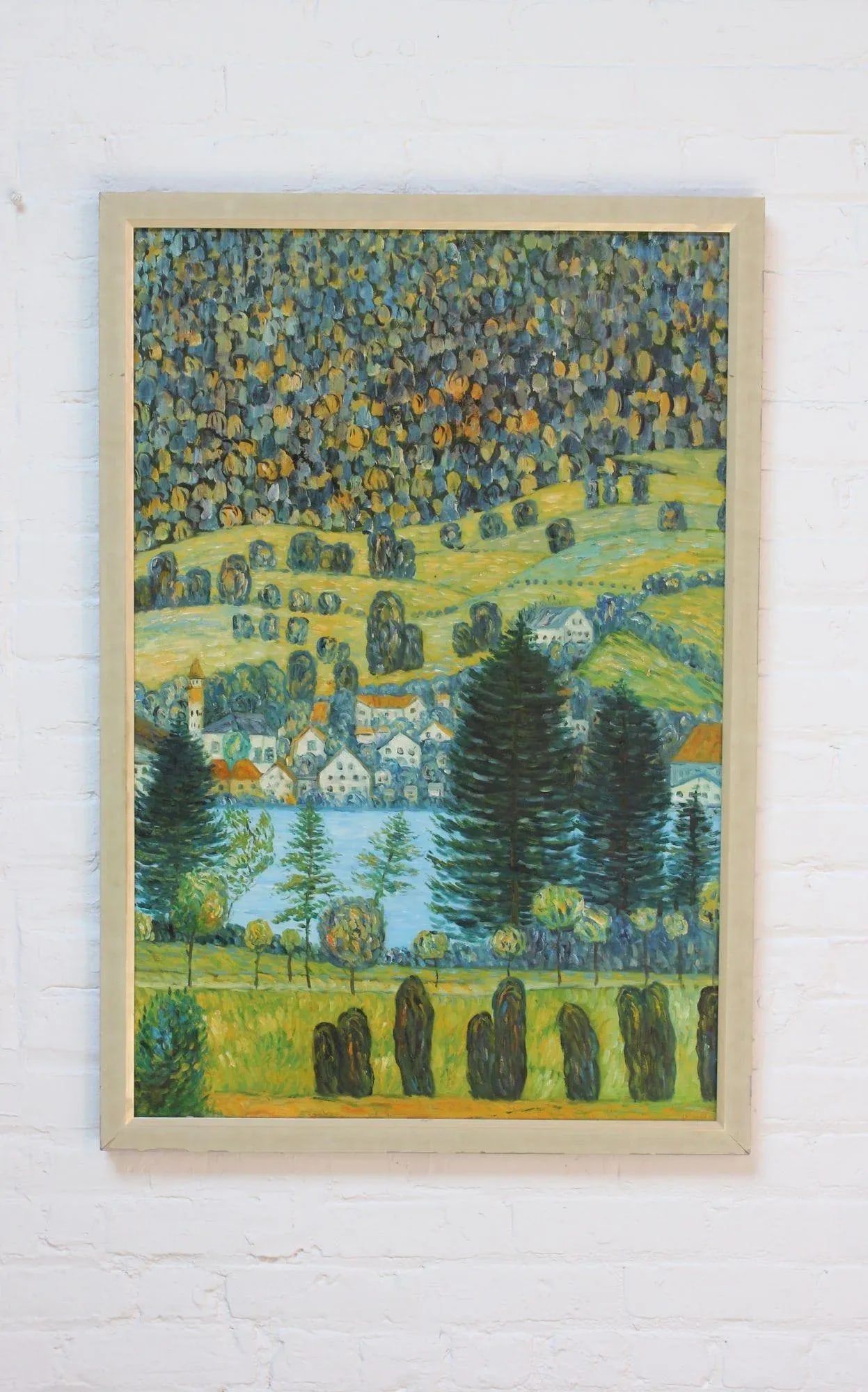 Post Impressionist Village Landscape Acrylic on Canvas - 12