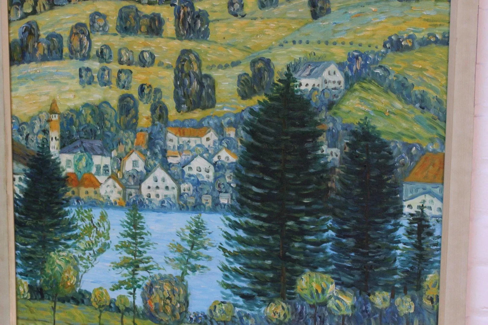 Post Impressionist Village Landscape Acrylic on Canvas - 8
