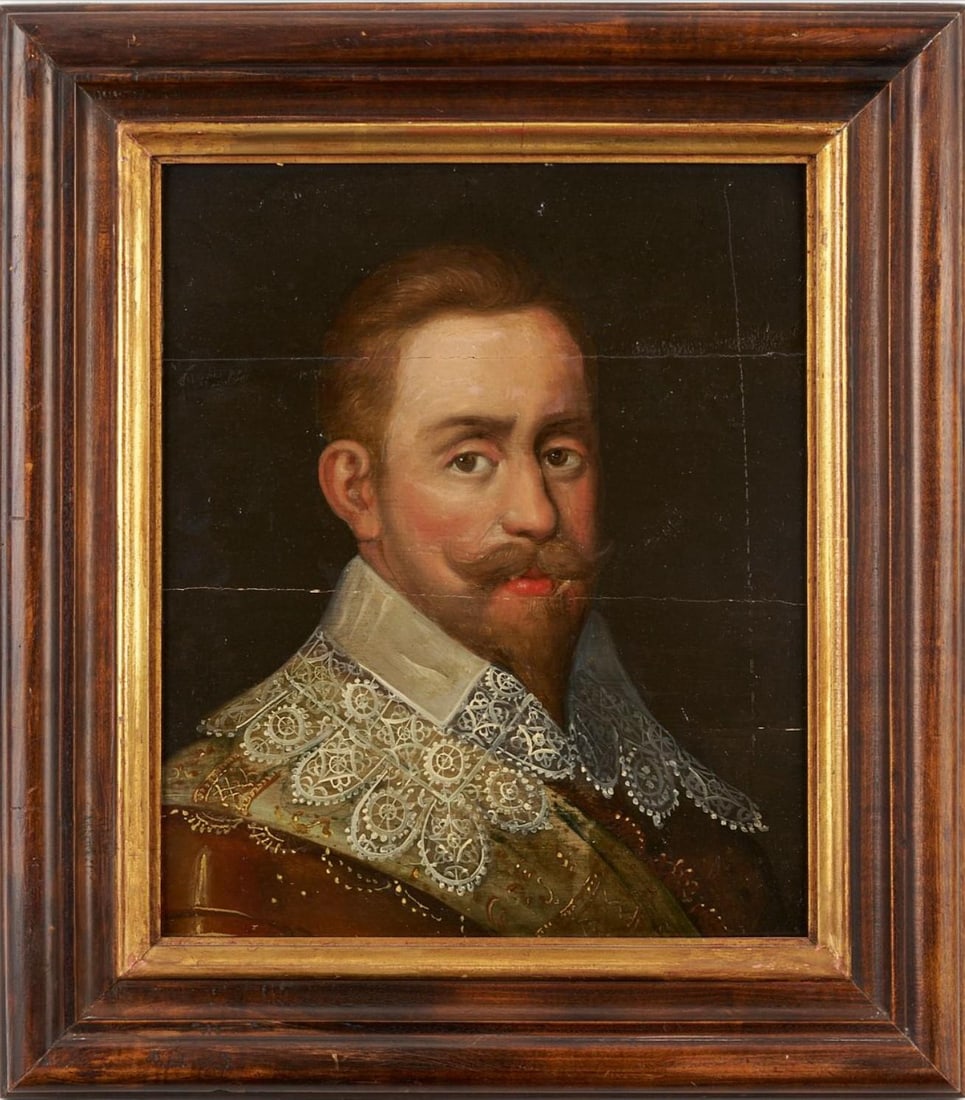 Pr. 17th C. European Pendant Portraits, Gustavus Adolphus & Maria Eleonora - 2