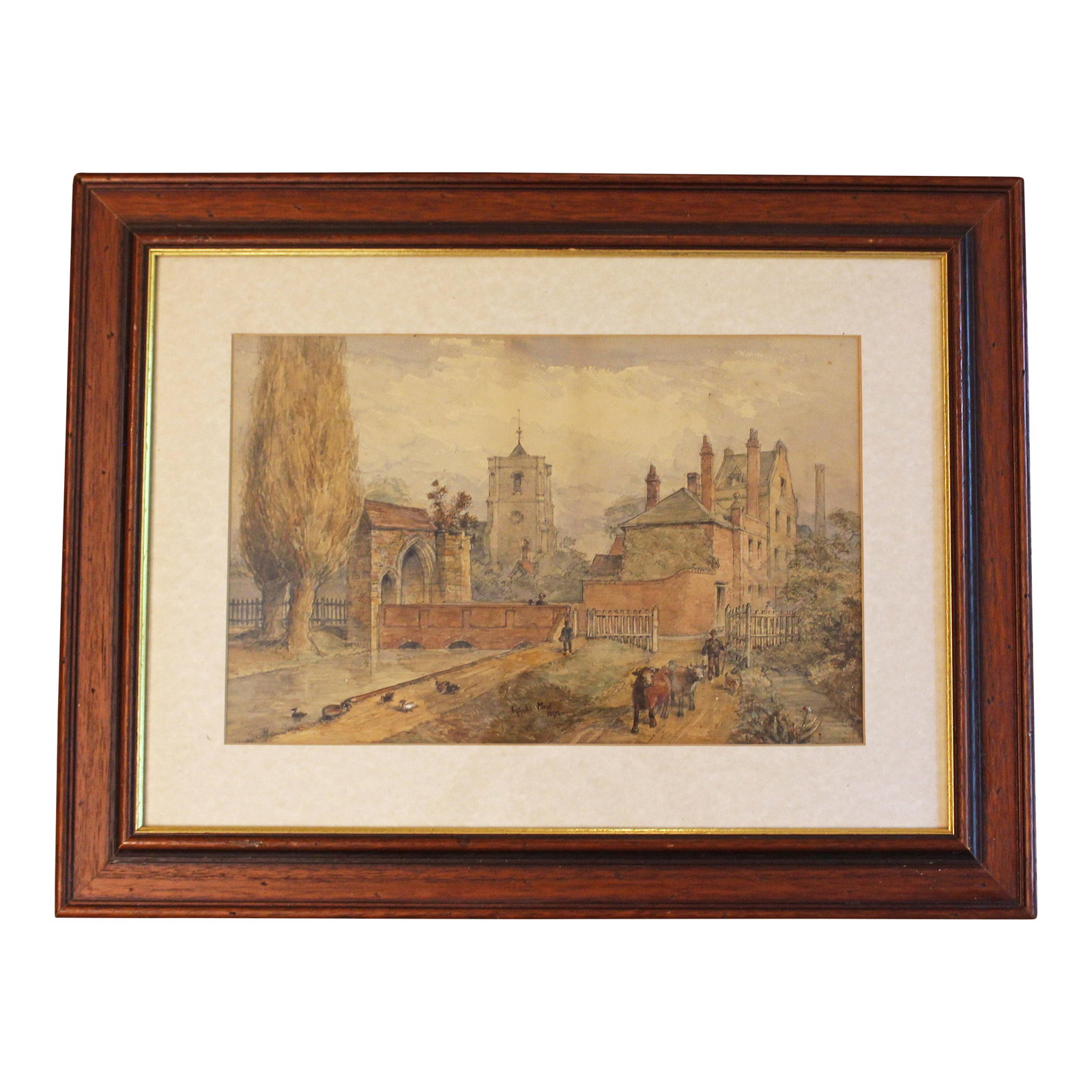Late 19th Century English Watercolor Town Landscape by Frederick Mew (1 of 6)