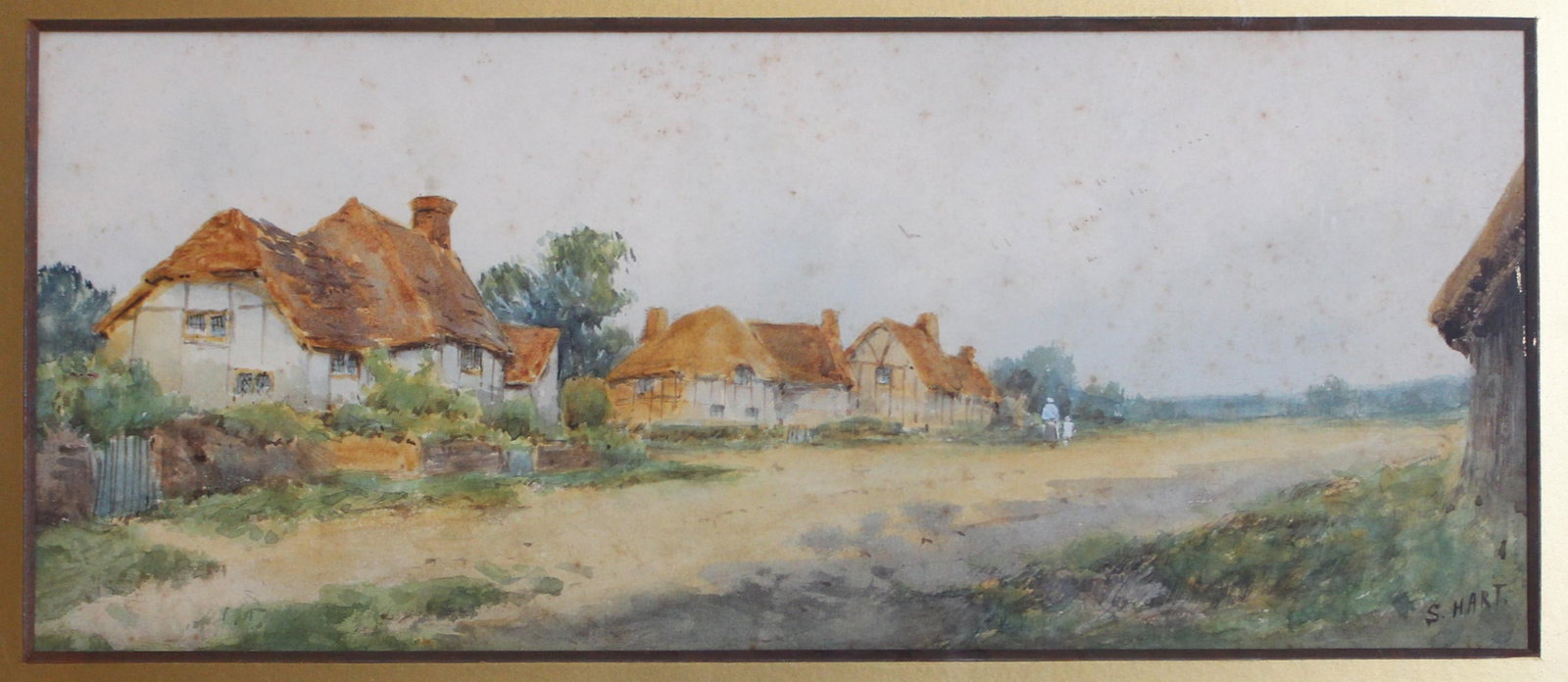 Early 20th Century English Village Watercolor Scene by S. Hart - 2