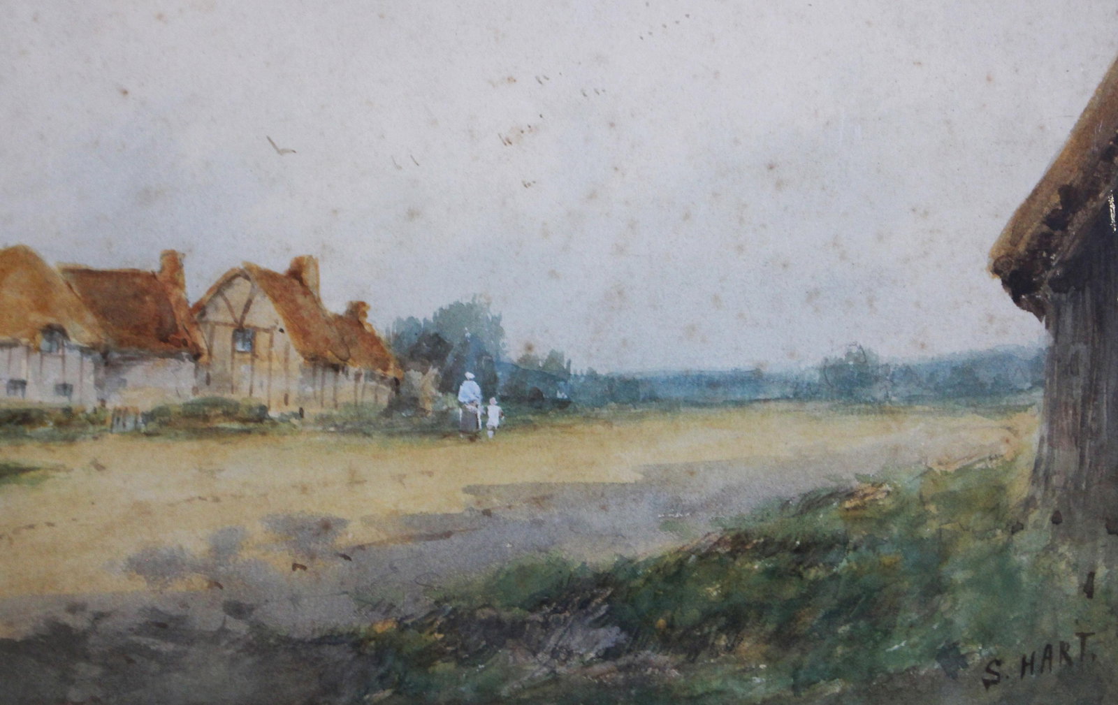 Early 20th Century English Village Watercolor Scene by S. Hart - 4