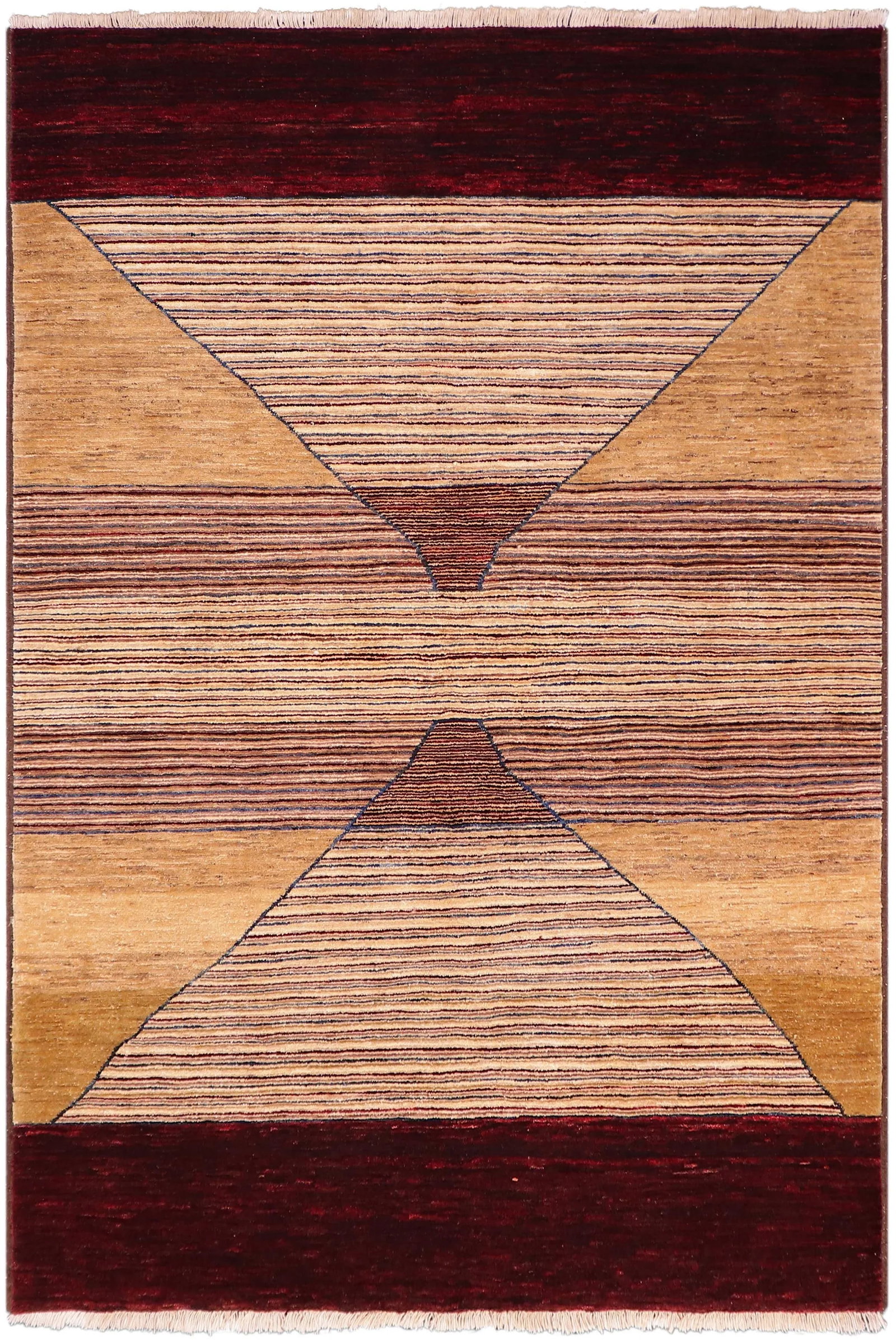 1990s Boho Chic Gabbeh Red/Brown Wool Rug - 4'11" X 7'1" - 10