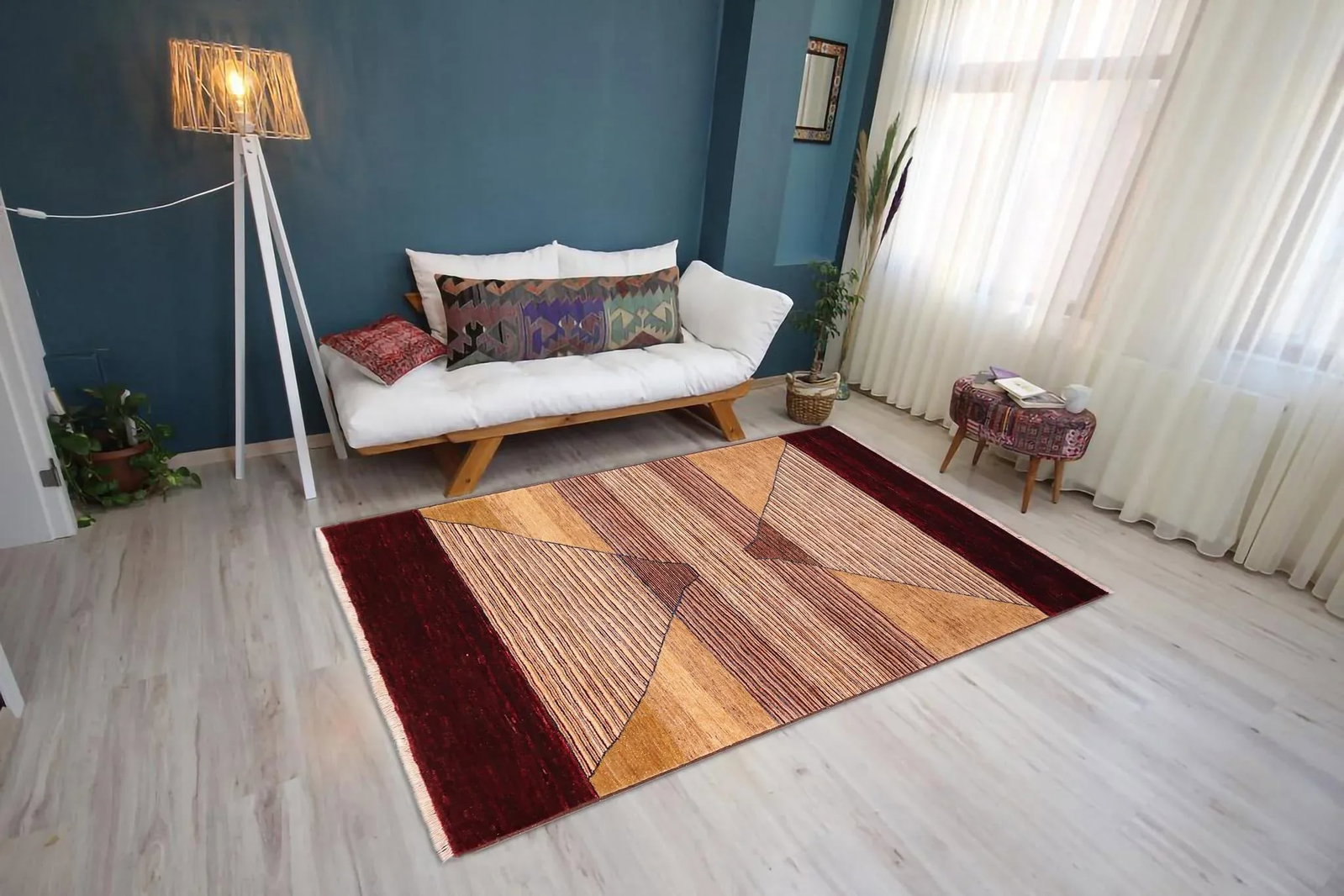 1990s Boho Chic Gabbeh Red/Brown Wool Rug - 4'11" X 7'1" - 3