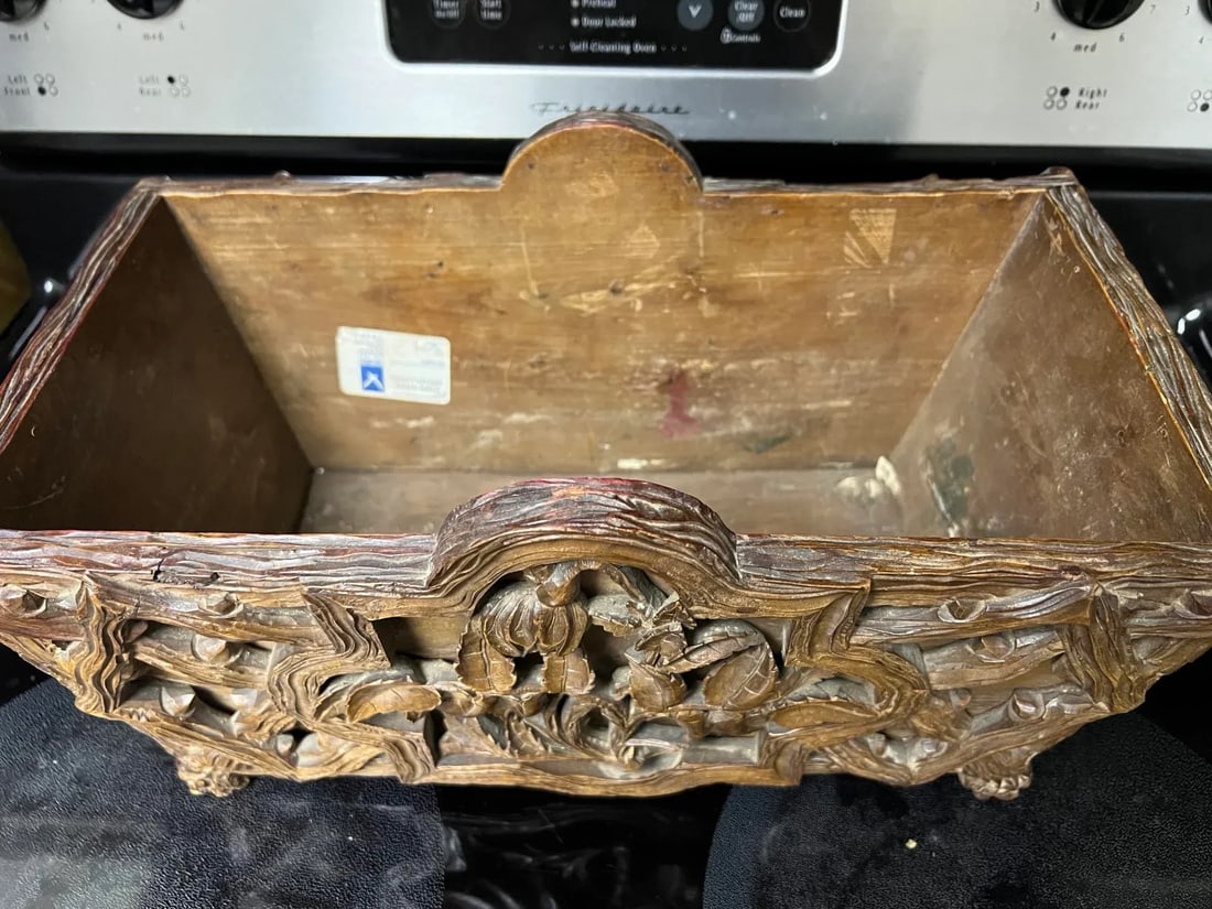 Late 19th Century Black Forest Carved Wood Jardiniere or Planter With Toby West Tag - 3
