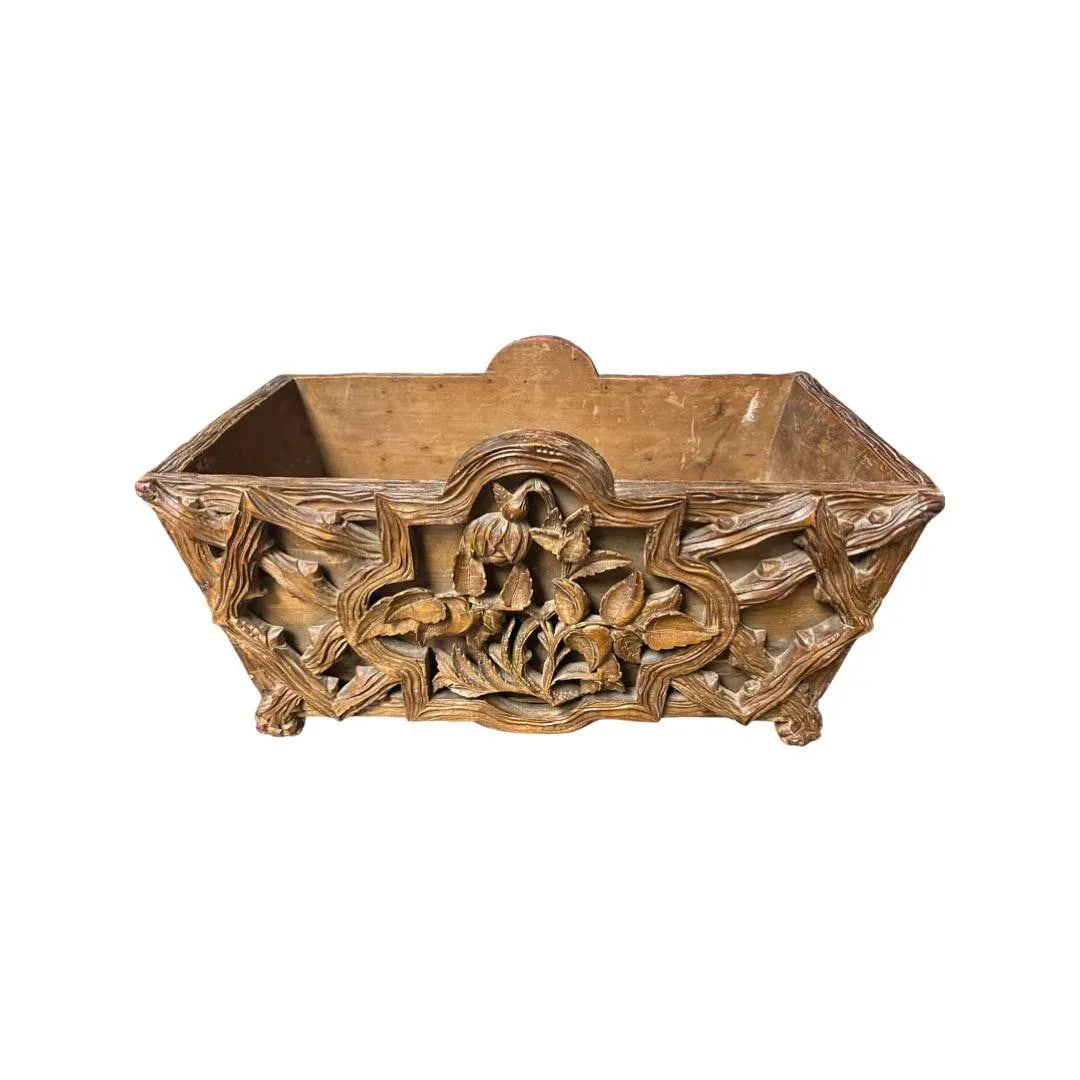 Late 19th Century Black Forest Carved Wood Jardiniere or Planter With Toby West Tag - 6