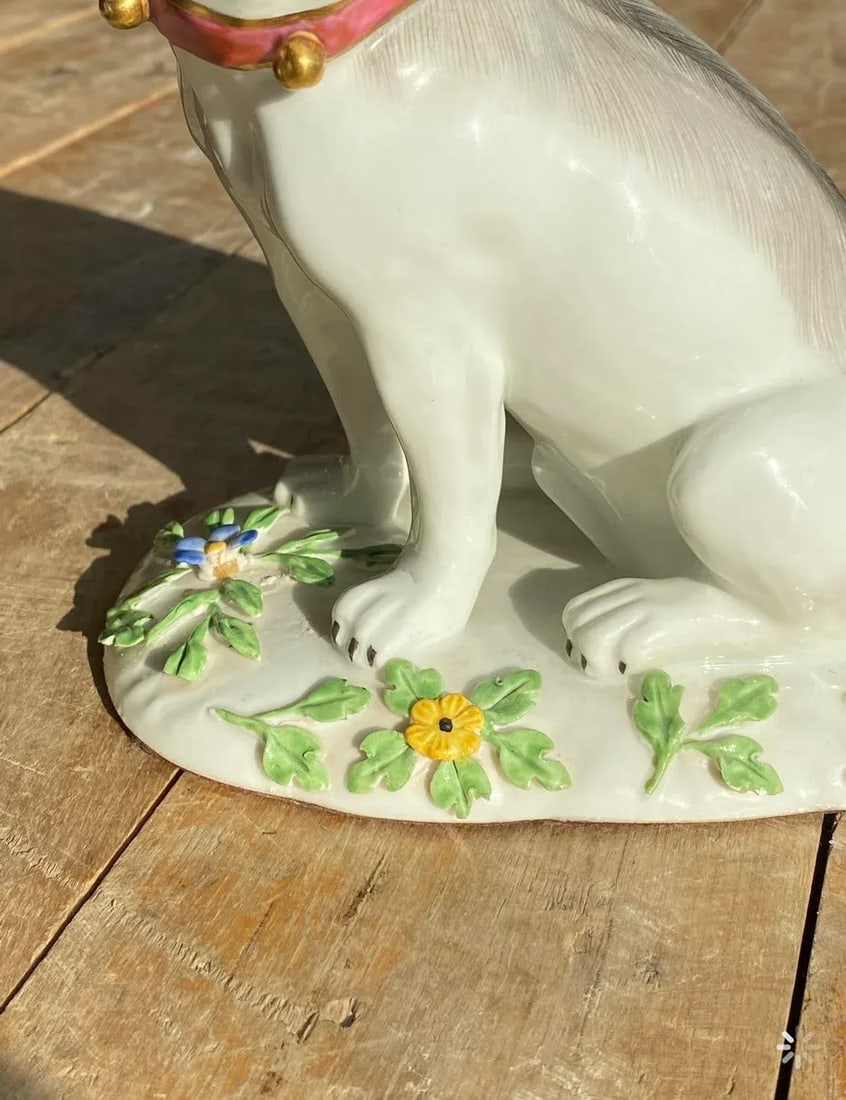 Antique Meissen Style French Porcelain Bulldog Figures - a Pair - 6